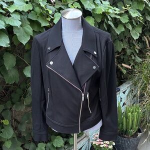 DKNY Black Asymmetrical Zip Motorcycle-style Jacket
